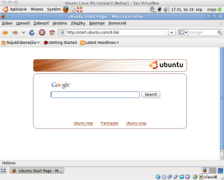 GNU/Linux po zmene vzhľadu so spusteným programom Mozilla Firefox